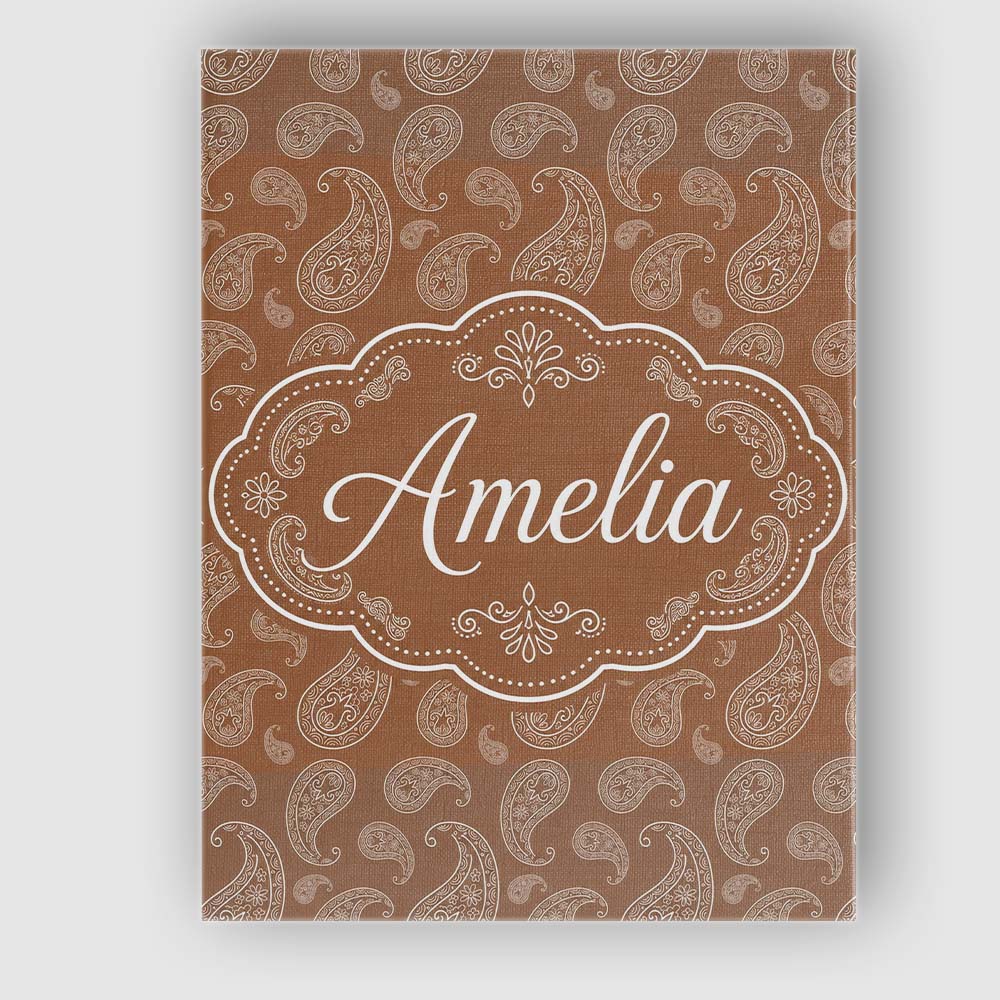 Personalised Name Elegant White Paisley Custom Unique Gift Idea Modern Room Accent Canvas Wall Art Print Decor Picture Ready to Hang