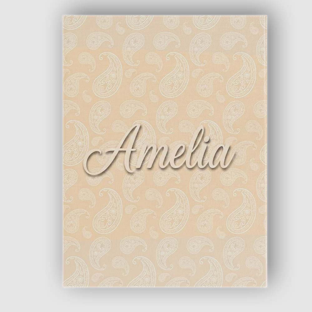 Personalised Name Elegant White Paisley Custom Unique Gift Idea Modern Room Accent Canvas Wall Art Print Decor Picture Ready to Hang