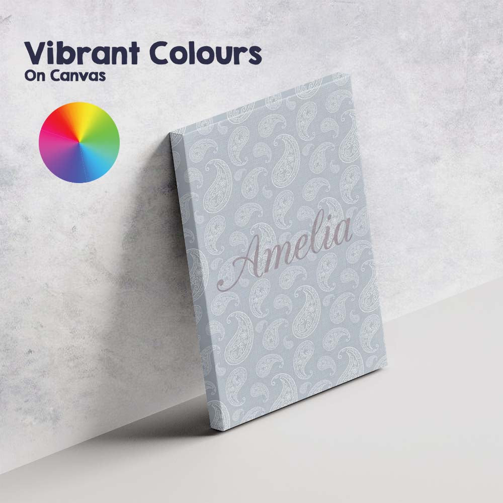Personalised Name Elegant White Paisley Custom Unique Gift Idea Modern Room Accent Canvas Wall Art Print Decor Picture Ready to Hang