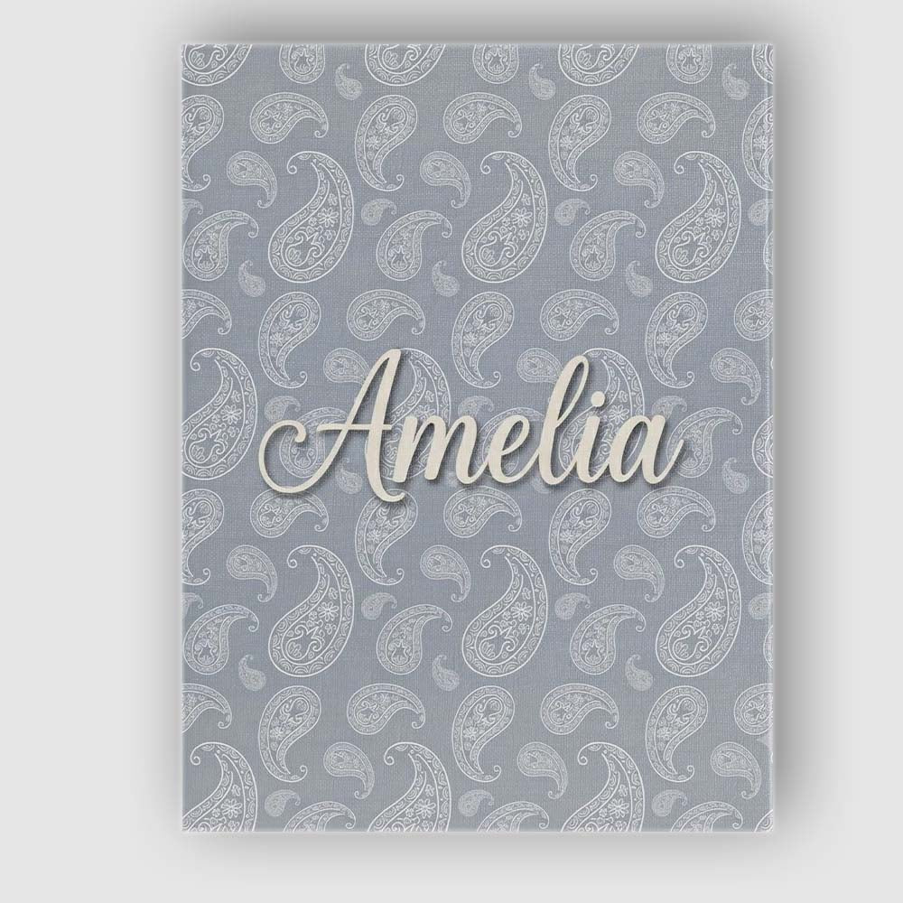 Personalised Name Elegant White Paisley Custom Unique Gift Idea Modern Room Accent Canvas Wall Art Print Decor Picture Ready to Hang