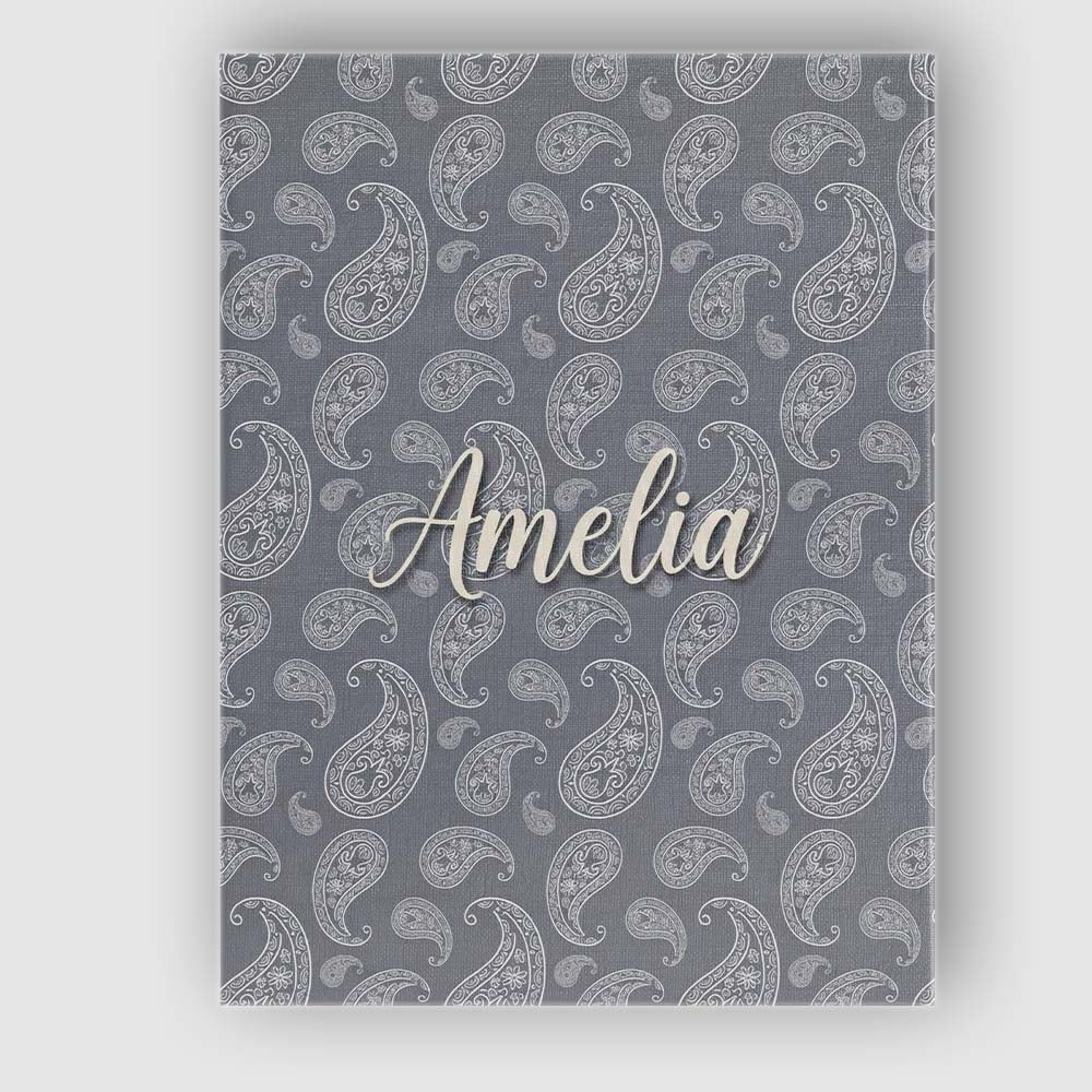 Personalised Name Elegant White Paisley Custom Unique Gift Idea Modern Room Accent Canvas Wall Art Print Decor Picture Ready to Hang
