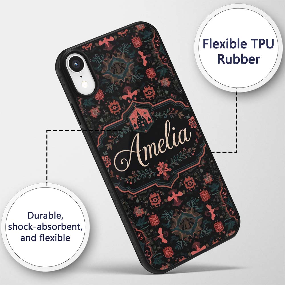 Halloween Haunted House Gothic Floral Seamless Custom Name Protective Phone Case Mobile Cover Durable Everyday Smartphone Shock Resistant