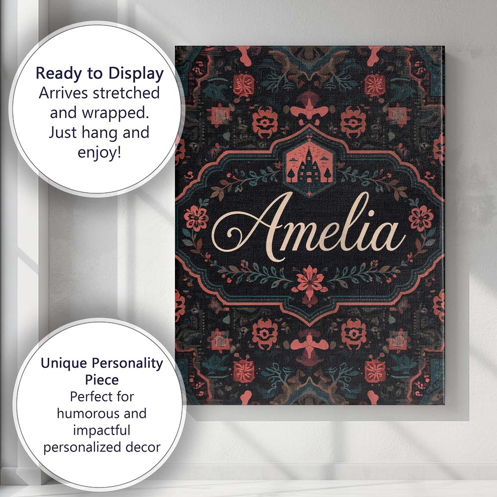 Personalised Name Halloween Haunted House Custom Unique Gift Idea Elegant Feature Canvas Wall Art Print Decor Picture Ready to Hang
