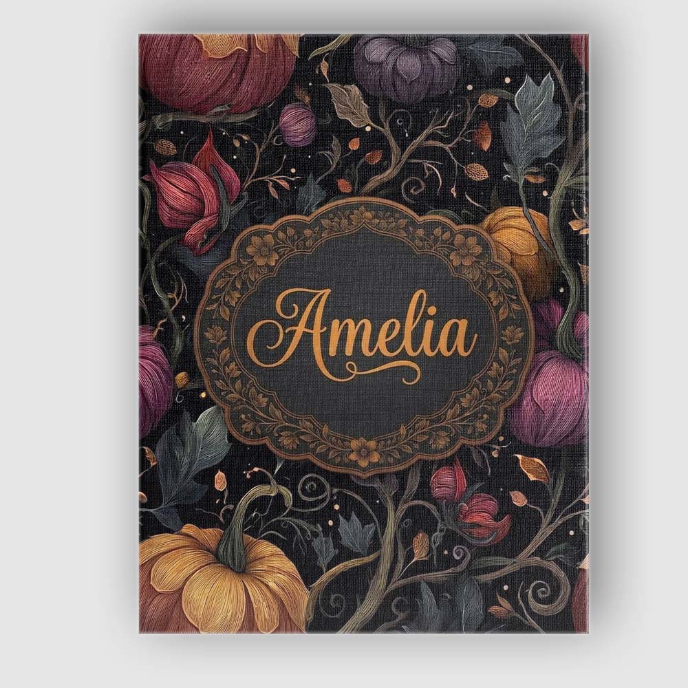 Personalised Name Elegant Autumn Pumpkin Custom Interior Decorative Contemporary Canvas Wall Art Print Decor Picture Ready to Hang
