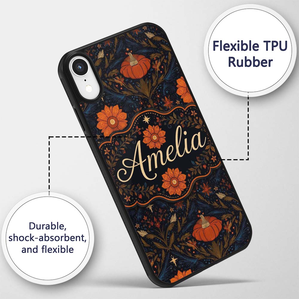 Mystic Night Floral Star Moon Botanical Seamless Custom Name Protective Phone Case Mobile Cover Durable Everyday Smartphone Shock Resistant