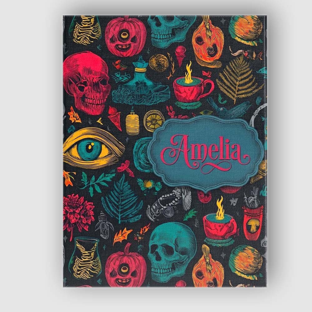 Personalised Name Spooky Halloween Symbols Custom Unique Gift Idea Elegant Feature Canvas Wall Art Print Decor Picture Ready to Hang