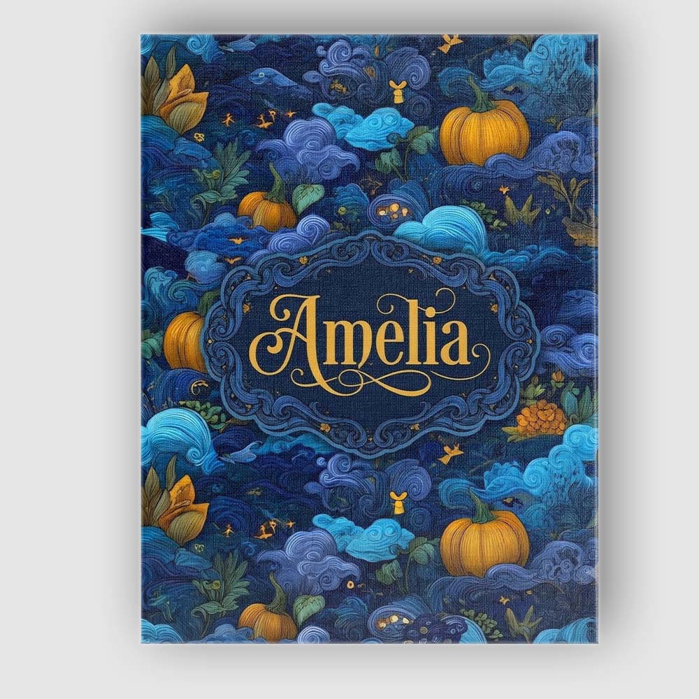 Personalised Name Abstract Blue Pumpkin Custom Modern Room Accent Elegant Feature Canvas Wall Art Print Decor Picture Ready to Hang