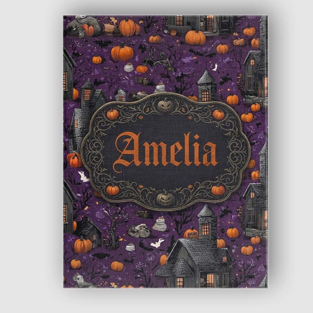 Personalised Name Spooky Haunted Houses Custom Modern Room Accent Elegant Feature Canvas Wall Art Print Decor Picture Ready to Hang