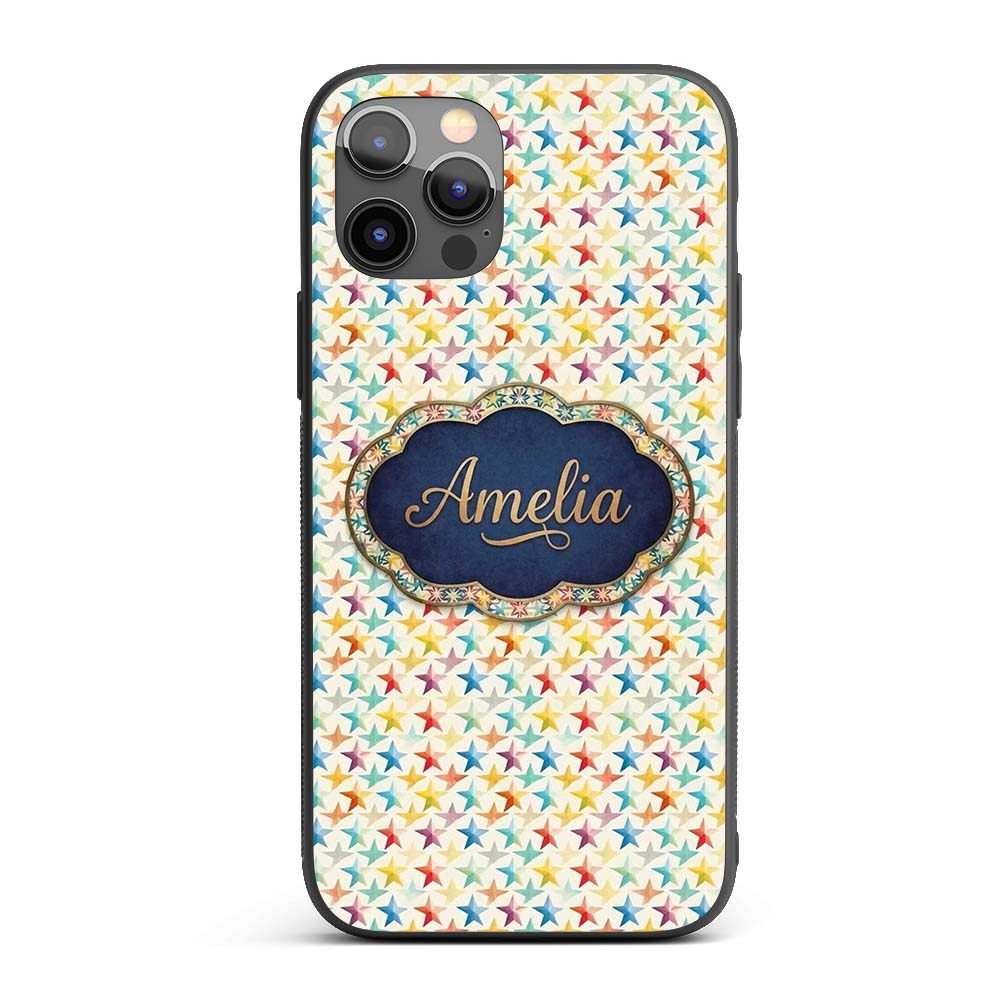 Soft Pastel Rainbow Stars Seamless Pattern Name Custom Name Protective Phone Case Mobile Cover Durable Everyday Smartphone Shock Resistant