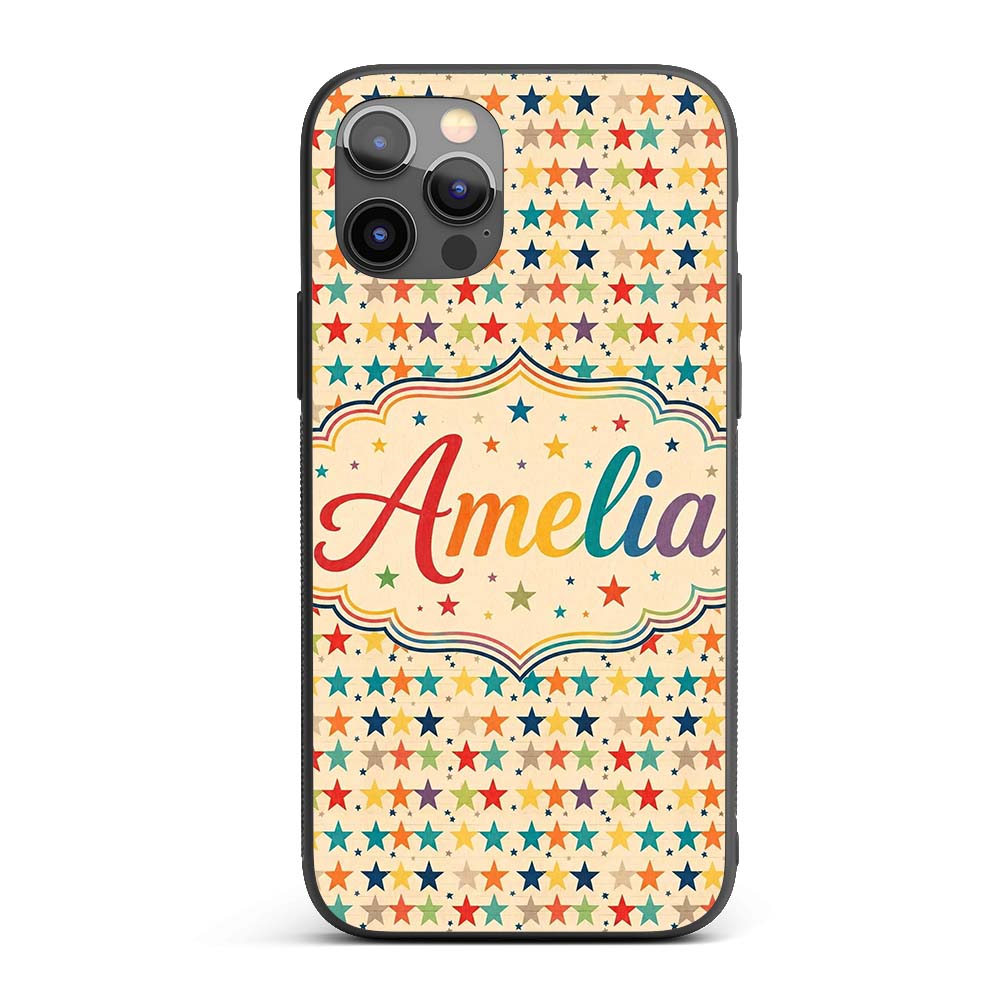 Horizontal Stripe Stars Vintage Style Seamless Custom Name Protective Phone Case Mobile Cover Durable Everyday Smartphone Shock Resistant