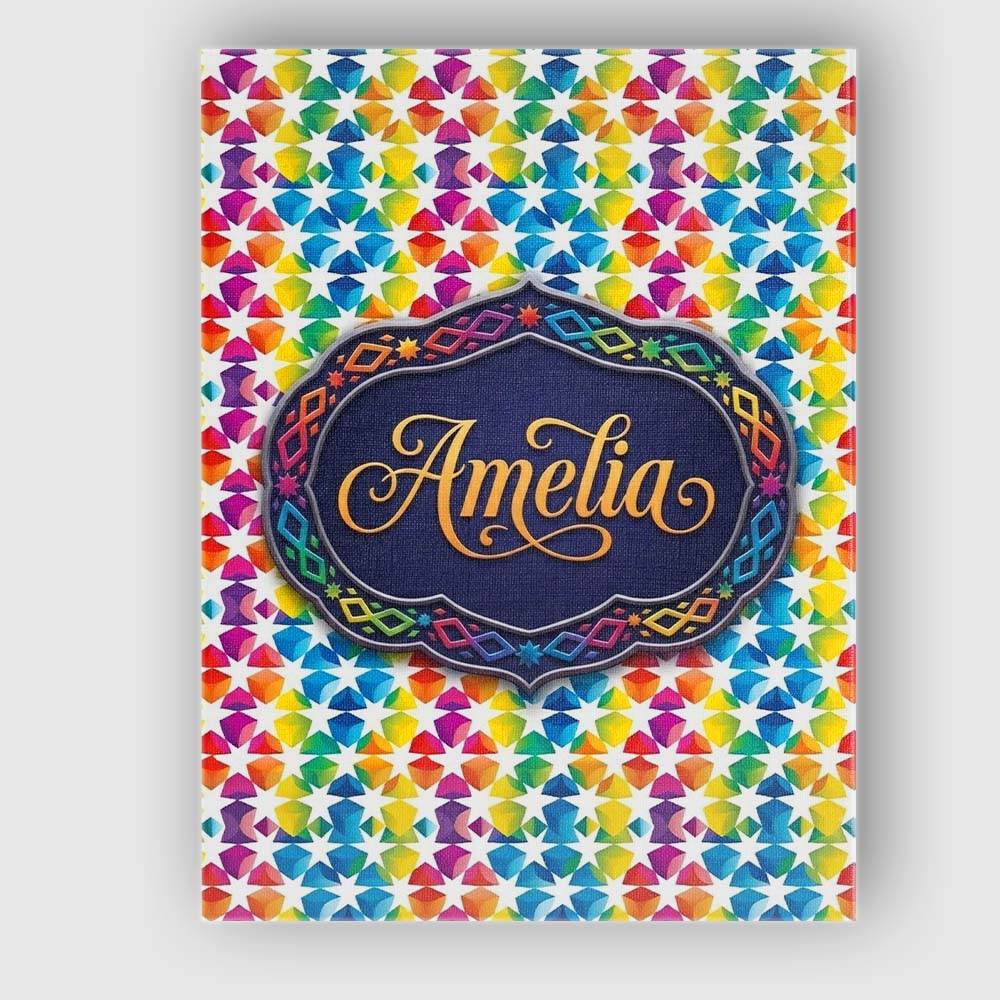 Personalised Name Geometric Rainbow Star Custom Unique Gift Idea Elegant Feature Canvas Wall Art Print Decor Picture Ready to Hang