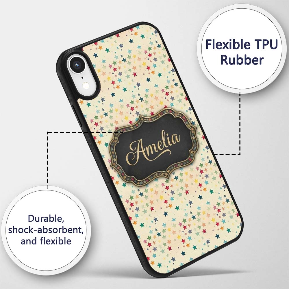 Soft Pastel Multicolor Stars Subtle Speckled Custom Name Protective Phone Case Mobile Cover Durable Everyday Smartphone Shock Resistant