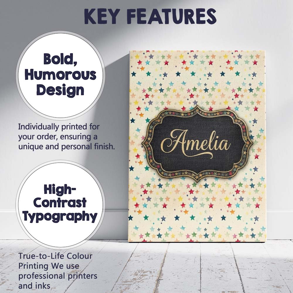 Personalised Name Soft Pastel Multicolor Custom Unique Gift Idea Elegant Feature Canvas Wall Art Print Decor Picture Ready to Hang