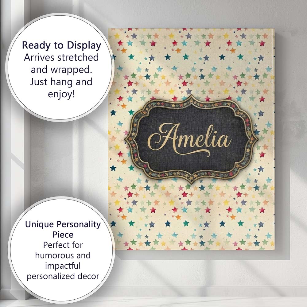 Personalised Name Soft Pastel Multicolor Custom Unique Gift Idea Elegant Feature Canvas Wall Art Print Decor Picture Ready to Hang