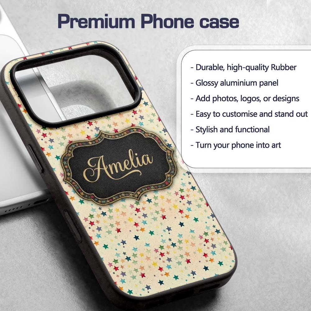 Soft Pastel Multicolor Stars Subtle Speckled Custom Name Protective Phone Case Mobile Cover Durable Everyday Smartphone Shock Resistant