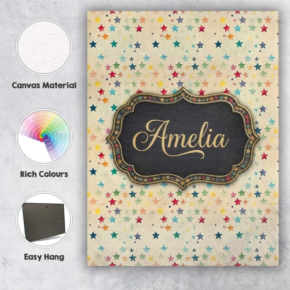 Personalised Name Soft Pastel Multicolor Custom Unique Gift Idea Elegant Feature Canvas Wall Art Print Decor Picture Ready to Hang
