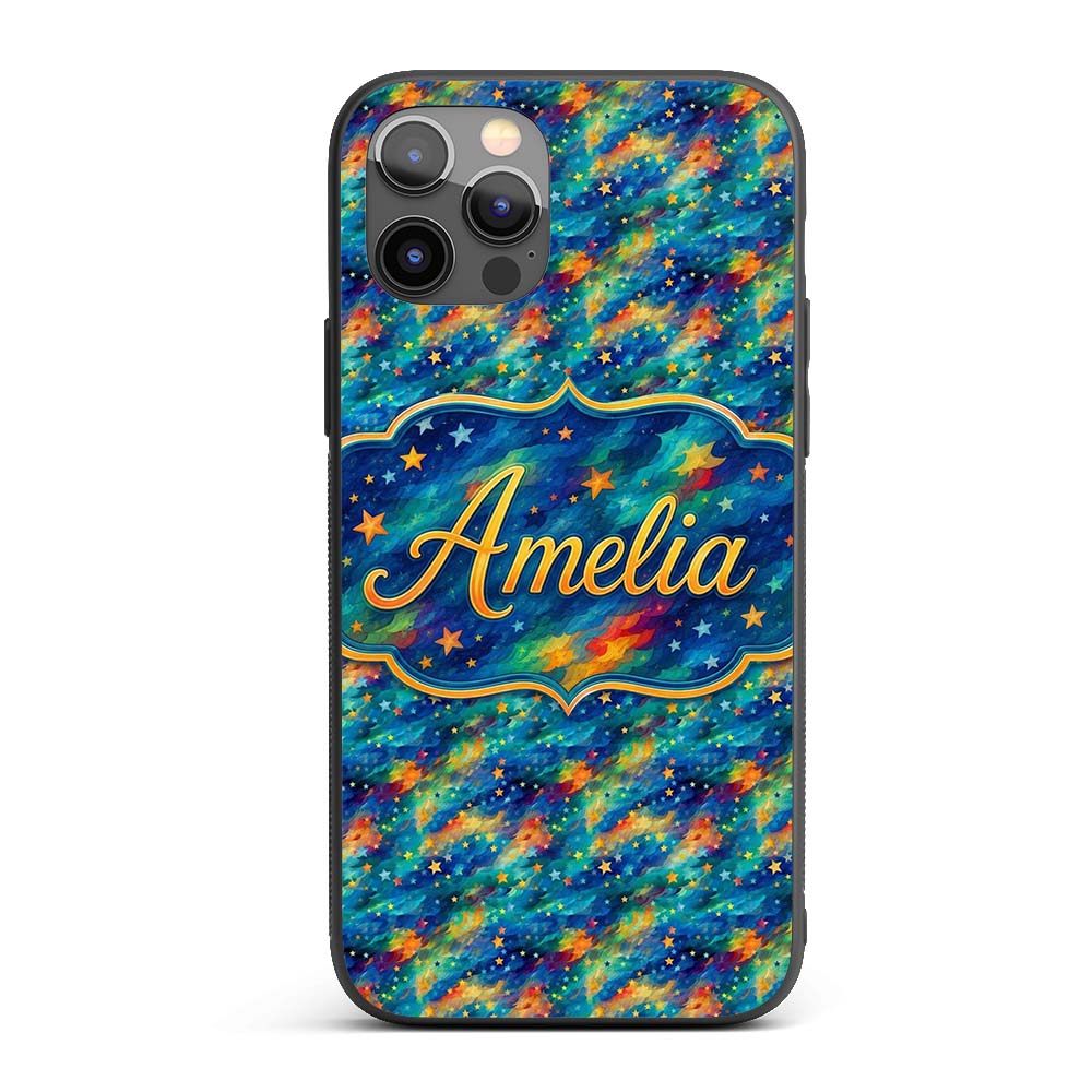 Vibrant Galaxy Swirl Stars Cosmic Printed Design Custom Name Protective Phone Case Mobile Cover Durable Everyday Smartphone Shock Resistant