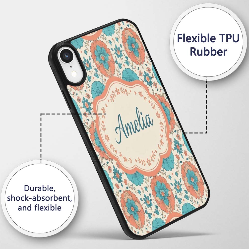 Soft Pastel Daisy Floral Repeating Printed Design Custom Name Protective Phone Case Mobile Cover Durable Everyday Smartphone Shock Resistant