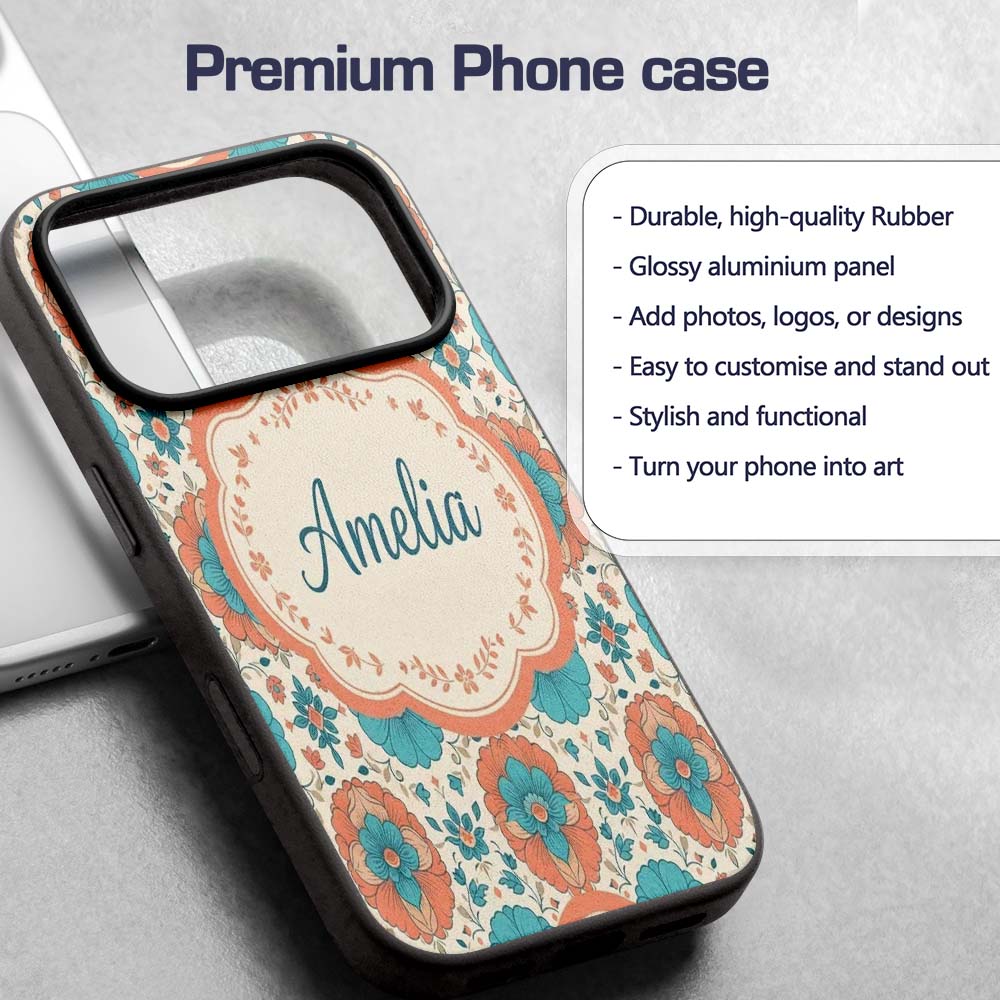Soft Pastel Daisy Floral Repeating Printed Design Custom Name Protective Phone Case Mobile Cover Durable Everyday Smartphone Shock Resistant