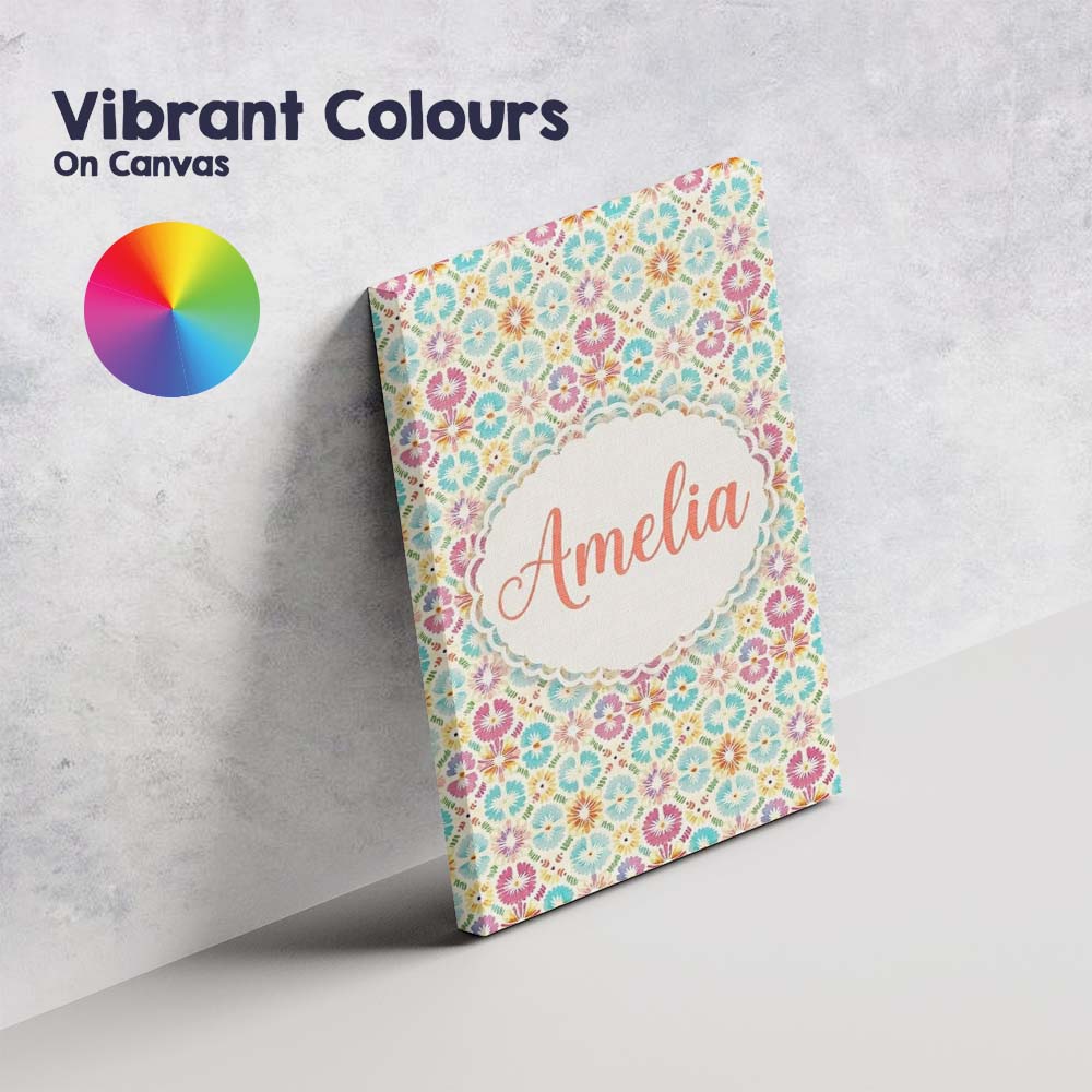 Personalised Name Delicate Pastel Floral Custom Unique Gift Idea Elegant Feature Canvas Wall Art Print Decor Picture Ready to Hang