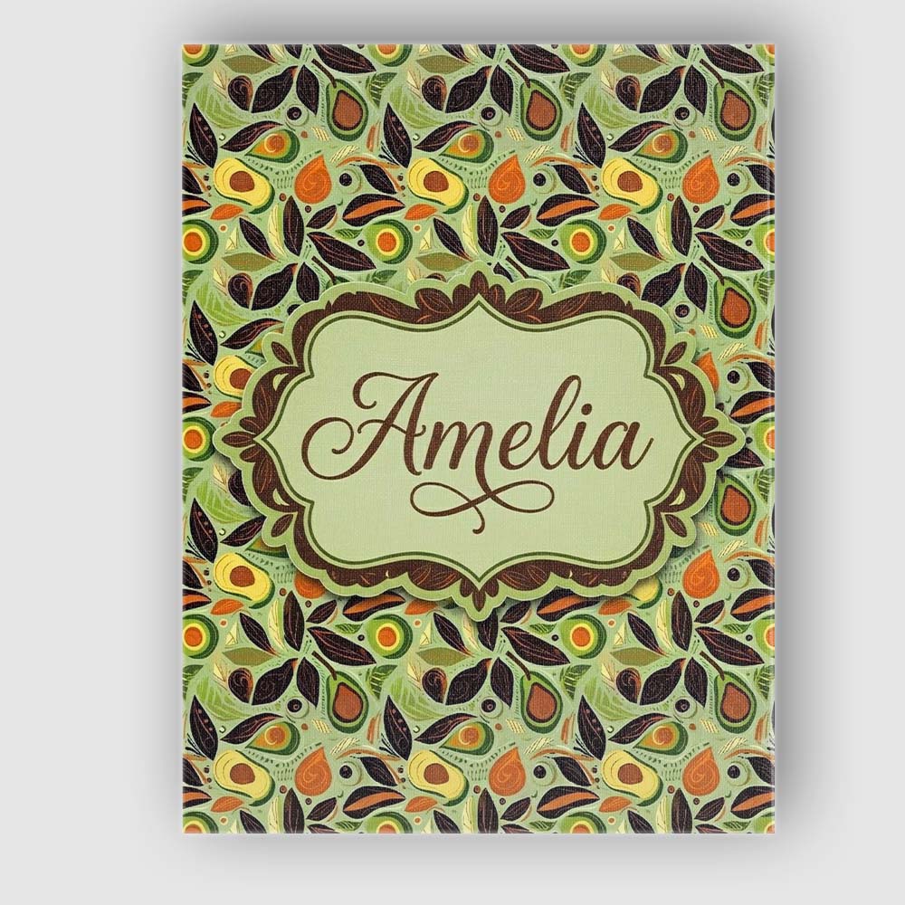 Personalised Name Autumn Avocado Leaf Earth Custom Bespoke Interior Contemporary Canvas Wall Art Print Decor Picture Ready to Hang