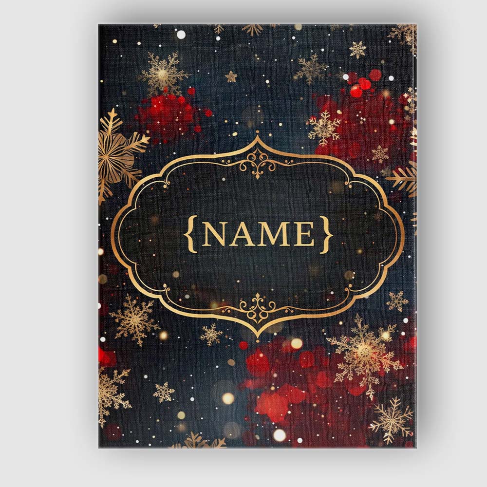 Personalised Name Dark Festive Snowflake Sparkle Seamless Pattern Custom Bespoke Canvas Wall Art Print Decor Picture Ready to Hang