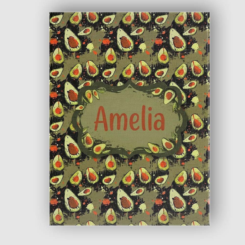 Personalised Name Grunge Avocado Splash Custom Modern Room Accent Elegant Feature Canvas Wall Art Print Decor Picture Ready to Hang