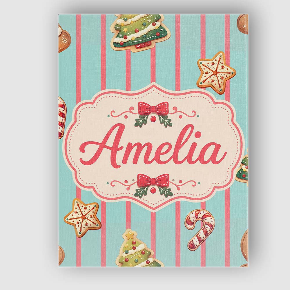 Personalised Name Cute Christmas Gingerbread Custom Bespoke Contemporary Display Canvas Wall Art Print Decor Picture Ready to Hang