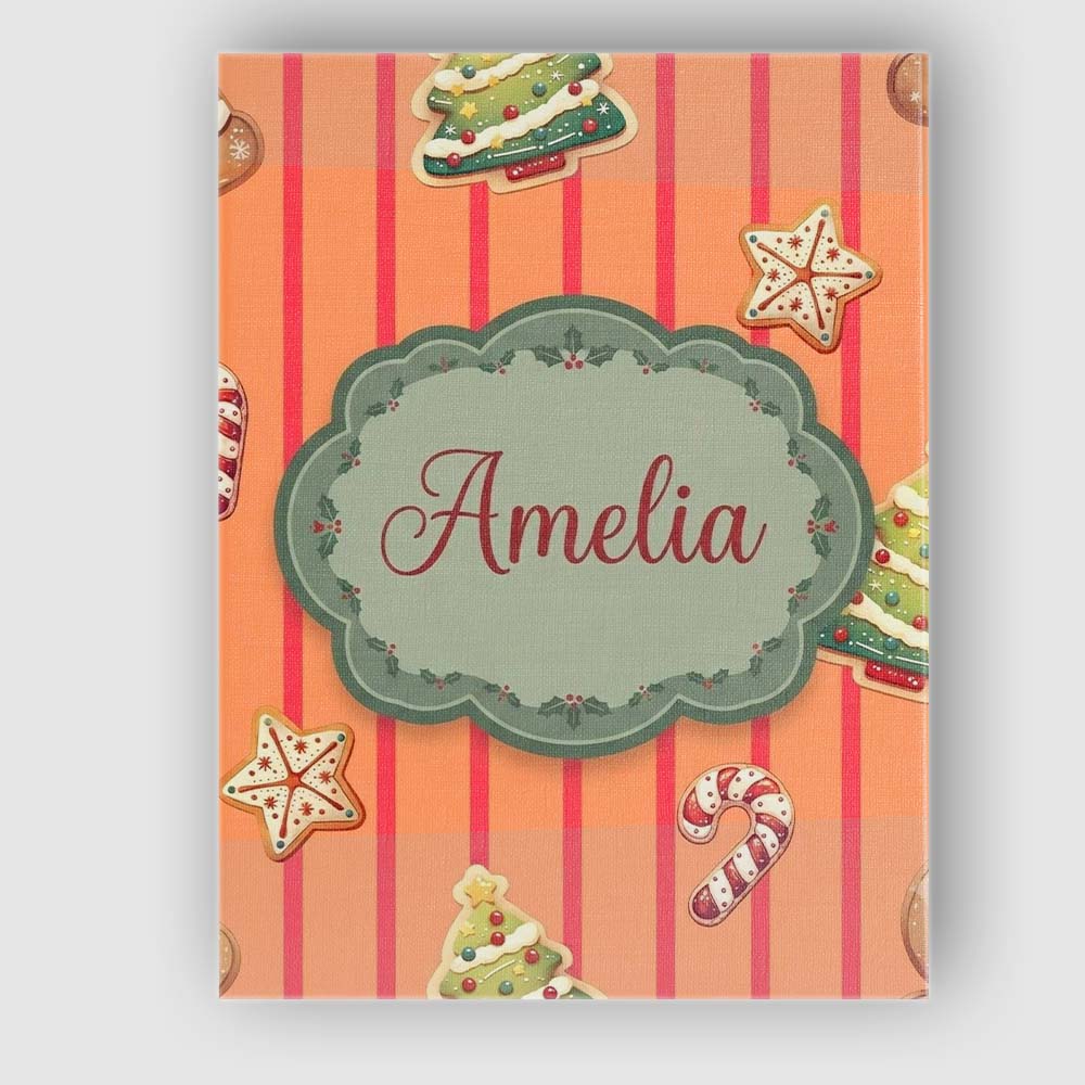 Personalised Name Cute Christmas Gingerbread Custom Bespoke Contemporary Display Canvas Wall Art Print Decor Picture Ready to Hang