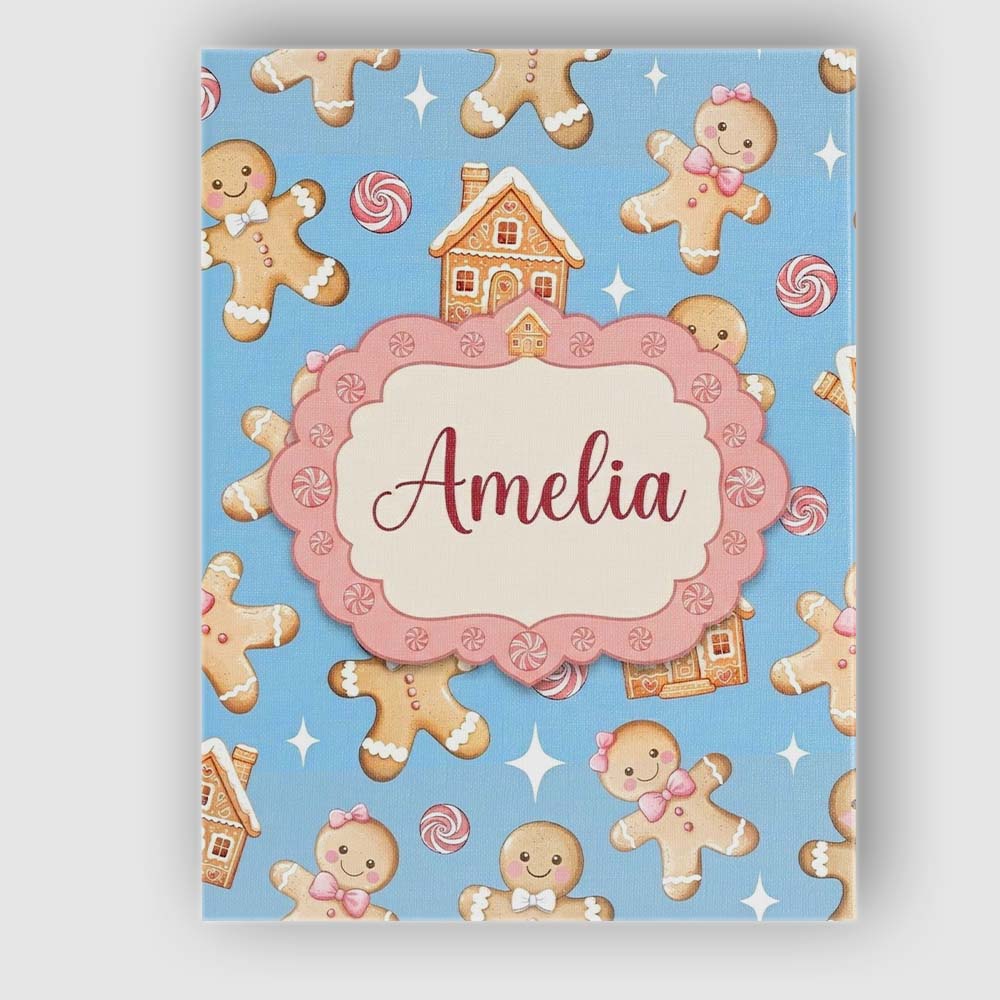 Personalised Name Cute Gingerbread Cookies Custom Unique Gift Idea Elegant Feature Canvas Wall Art Print Decor Picture Ready to Hang