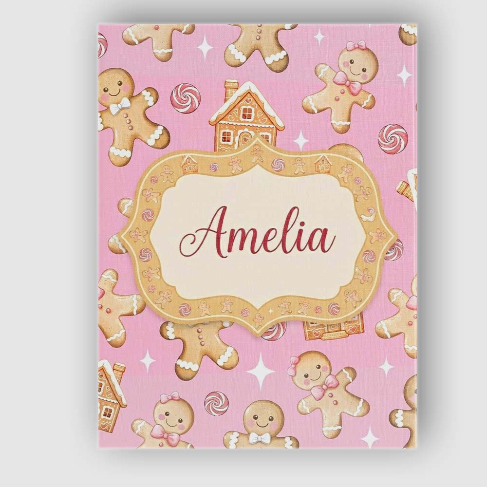Personalised Name Cute Gingerbread Cookies Custom Unique Gift Idea Elegant Feature Canvas Wall Art Print Decor Picture Ready to Hang