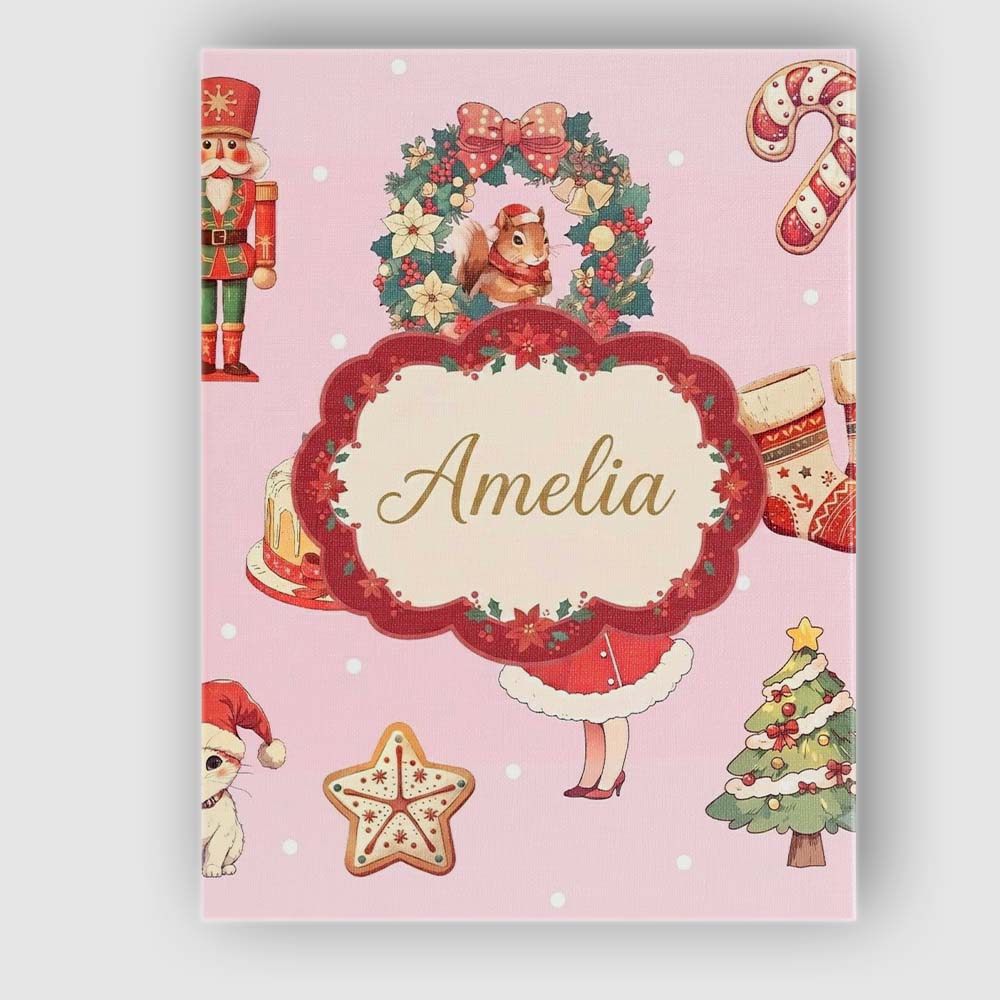 Personalised Name Christmas Nutcracker Custom Modern Room Accent Elegant Feature Canvas Wall Art Print Decor Picture Ready to Hang