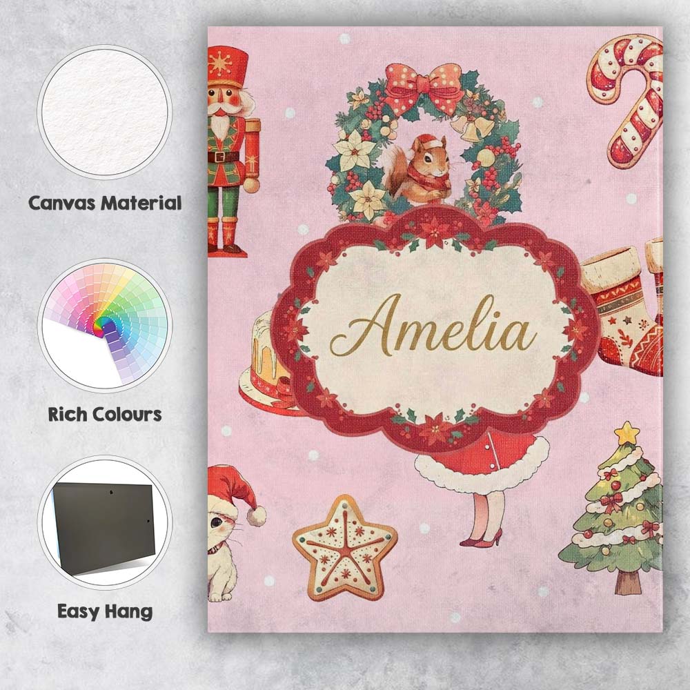 Personalised Name Christmas Nutcracker Custom Modern Room Accent Elegant Feature Canvas Wall Art Print Decor Picture Ready to Hang