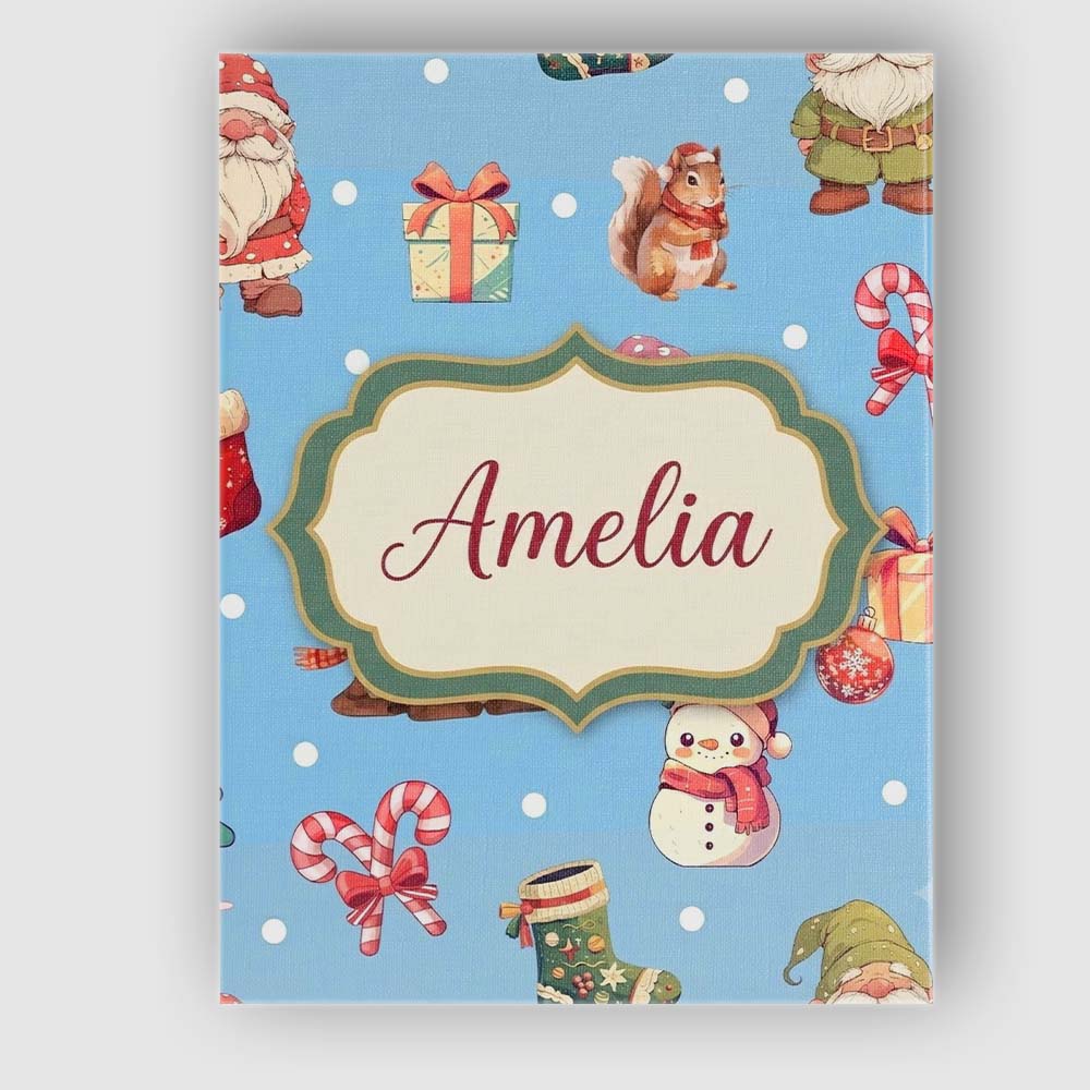 Personalised Name Cute Christmas Gnome Custom Modern Room Accent Elegant Feature Canvas Wall Art Print Decor Picture Ready to Hang