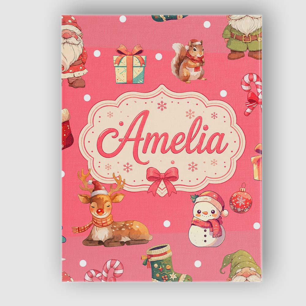 Personalised Name Cute Christmas Gnome Custom Modern Room Accent Elegant Feature Canvas Wall Art Print Decor Picture Ready to Hang