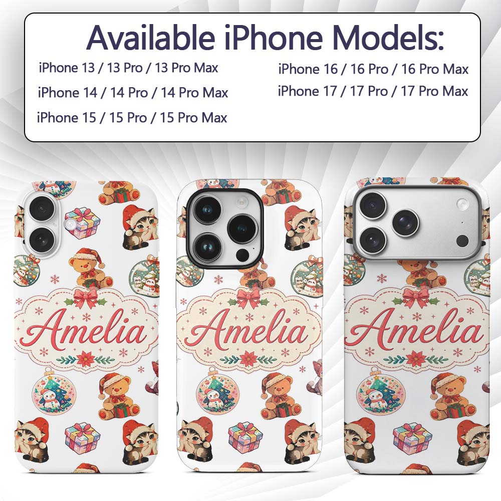 Cute Gingerbread Man Candy Cane Cookie Seamless Custom Name Protective Phone Case Mobile Cover Durable Everyday Smartphone Shock Resistant