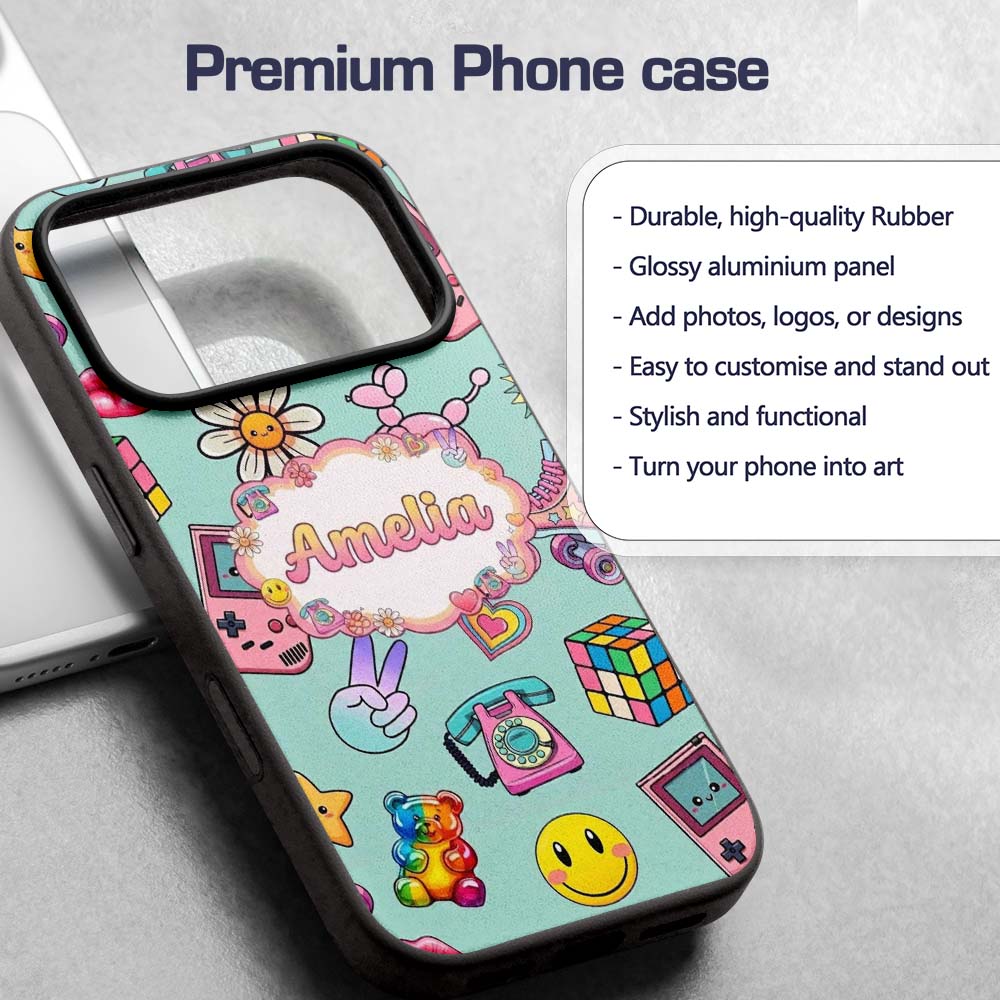 Smiley Roller Skate Game Console Printed Design Custom Name Protective Phone Case Mobile Cover Durable Everyday Smartphone Shock Resistant