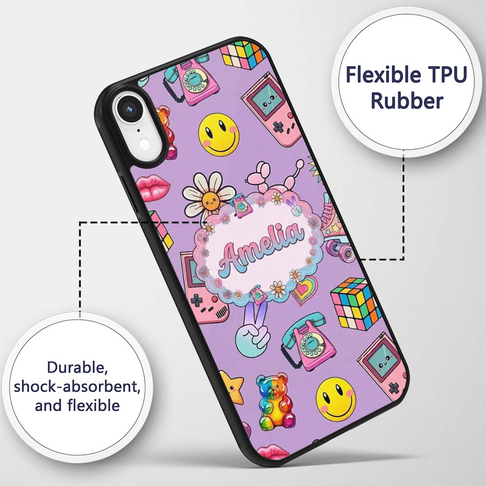 Smiley Roller Skate Game Console Printed Design Custom Name Protective Phone Case Mobile Cover Durable Everyday Smartphone Shock Resistant