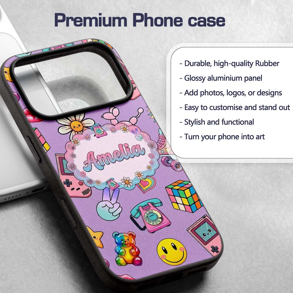 Smiley Roller Skate Game Console Printed Design Custom Name Protective Phone Case Mobile Cover Durable Everyday Smartphone Shock Resistant