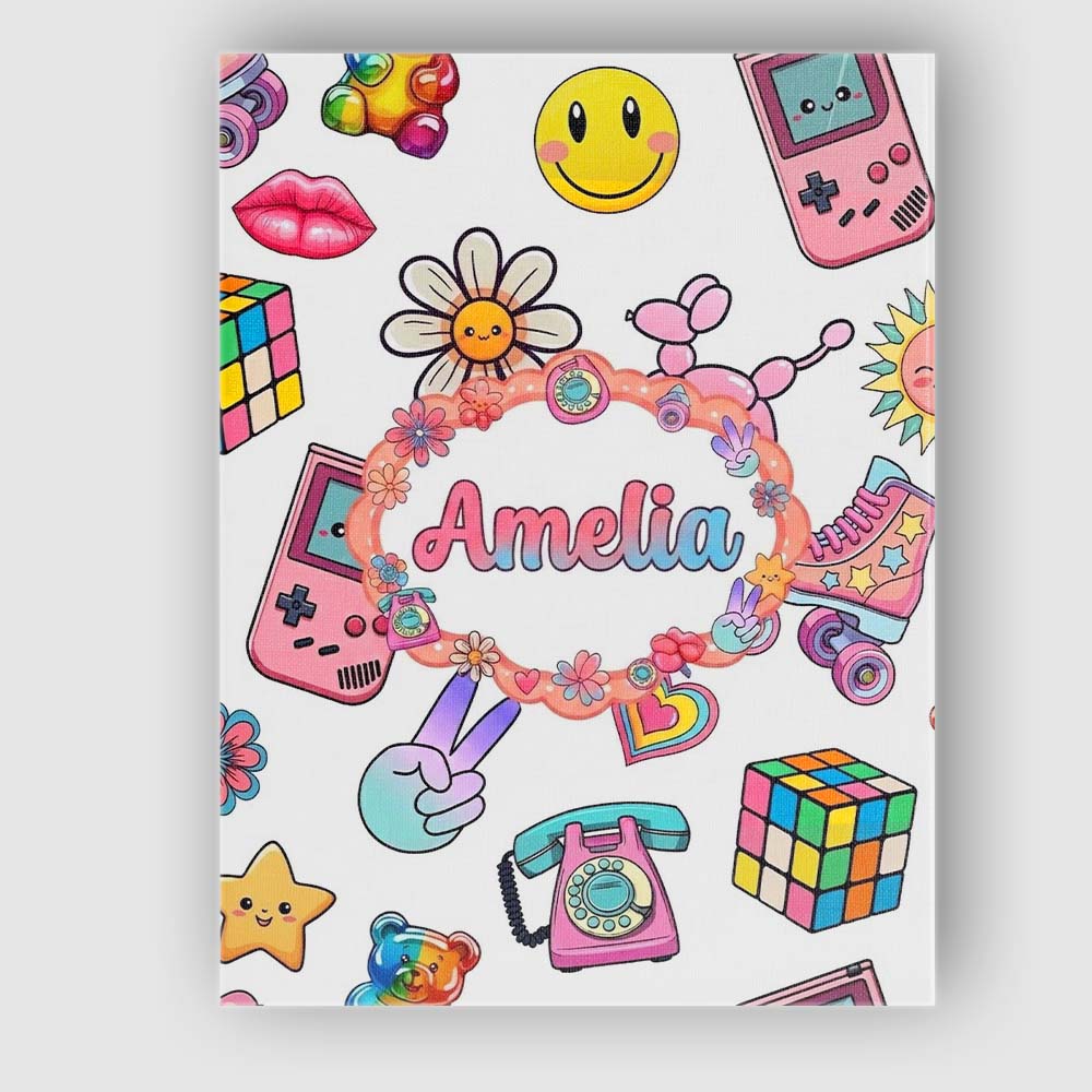 Personalised Name Gummy Bear Rainbow Roller Custom Bespoke Interior Contemporary Canvas Wall Art Print Decor Picture Ready to Hang