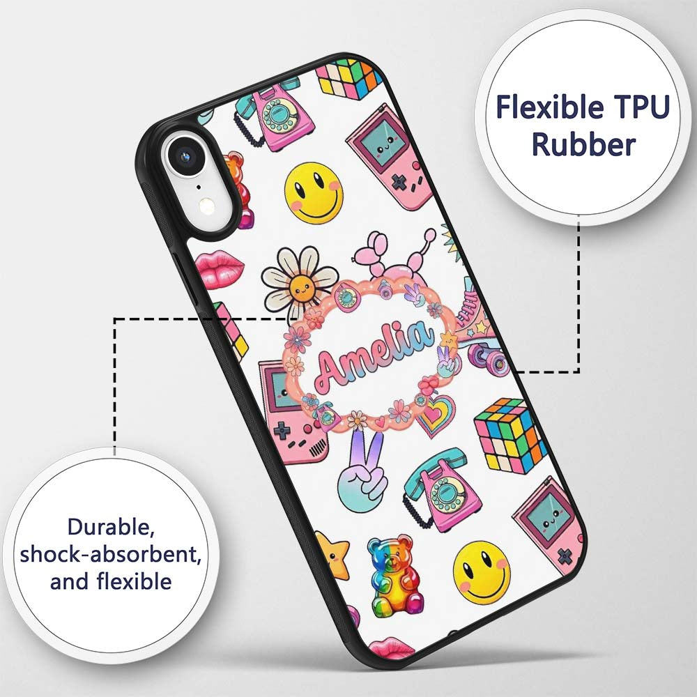 Gummy Bear Rainbow Roller Skate Printed Design Custom Name Protective Phone Case Mobile Cover Durable Everyday Smartphone Shock Resistant