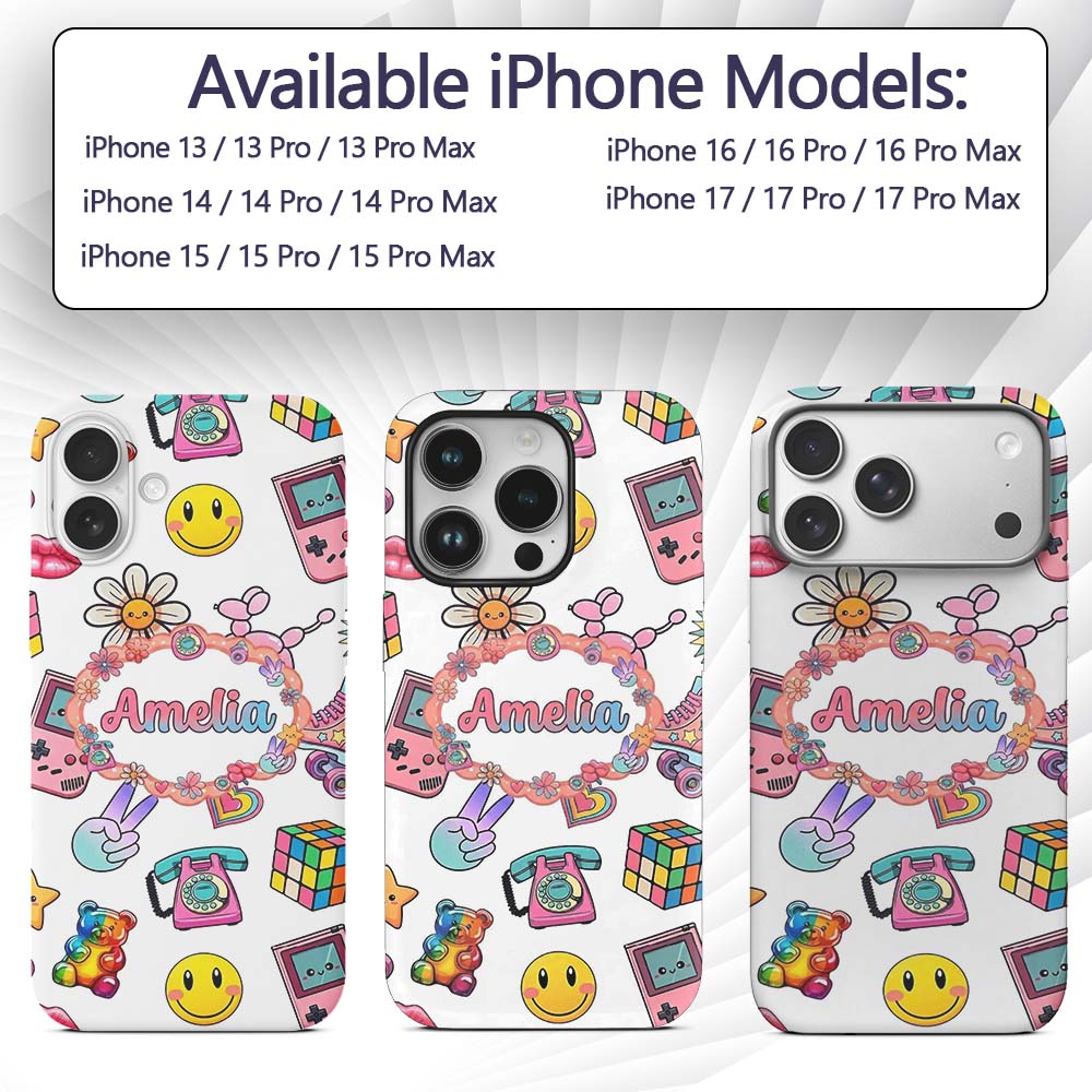 Gummy Bear Rainbow Roller Skate Printed Design Custom Name Protective Phone Case Mobile Cover Durable Everyday Smartphone Shock Resistant