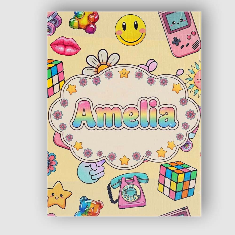 Personalised Name Gummy Bear Rainbow Roller Custom Bespoke Interior Contemporary Canvas Wall Art Print Decor Picture Ready to Hang
