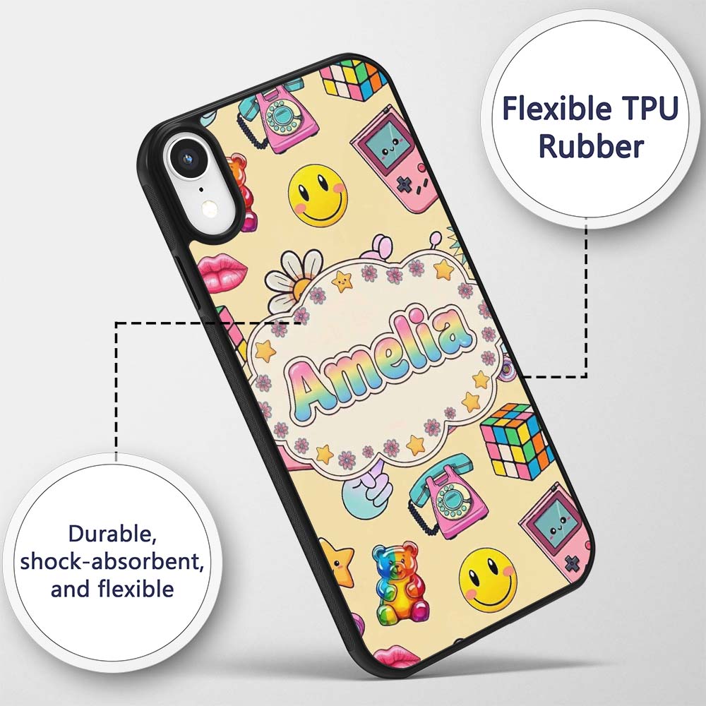 Gummy Bear Rainbow Roller Skate Printed Design Custom Name Protective Phone Case Mobile Cover Durable Everyday Smartphone Shock Resistant