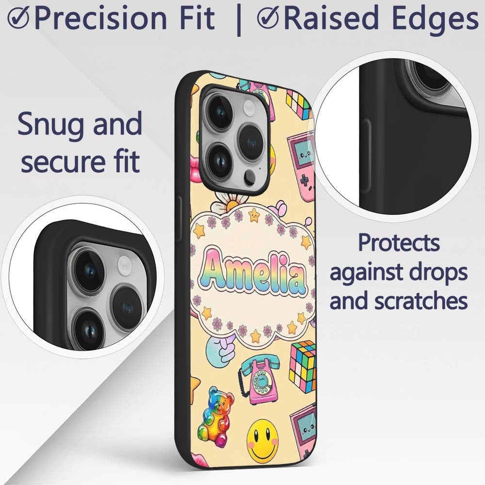 Gummy Bear Rainbow Roller Skate Printed Design Custom Name Protective Phone Case Mobile Cover Durable Everyday Smartphone Shock Resistant