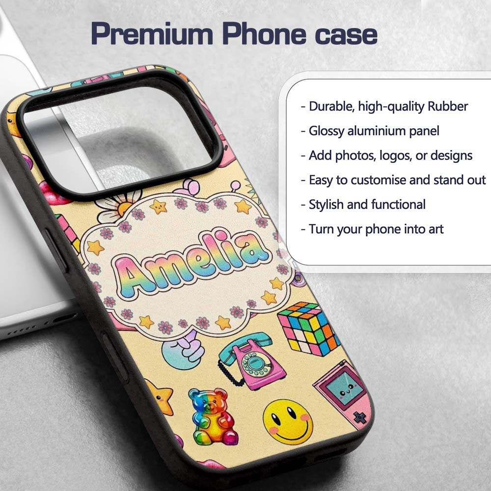 Gummy Bear Rainbow Roller Skate Printed Design Custom Name Protective Phone Case Mobile Cover Durable Everyday Smartphone Shock Resistant