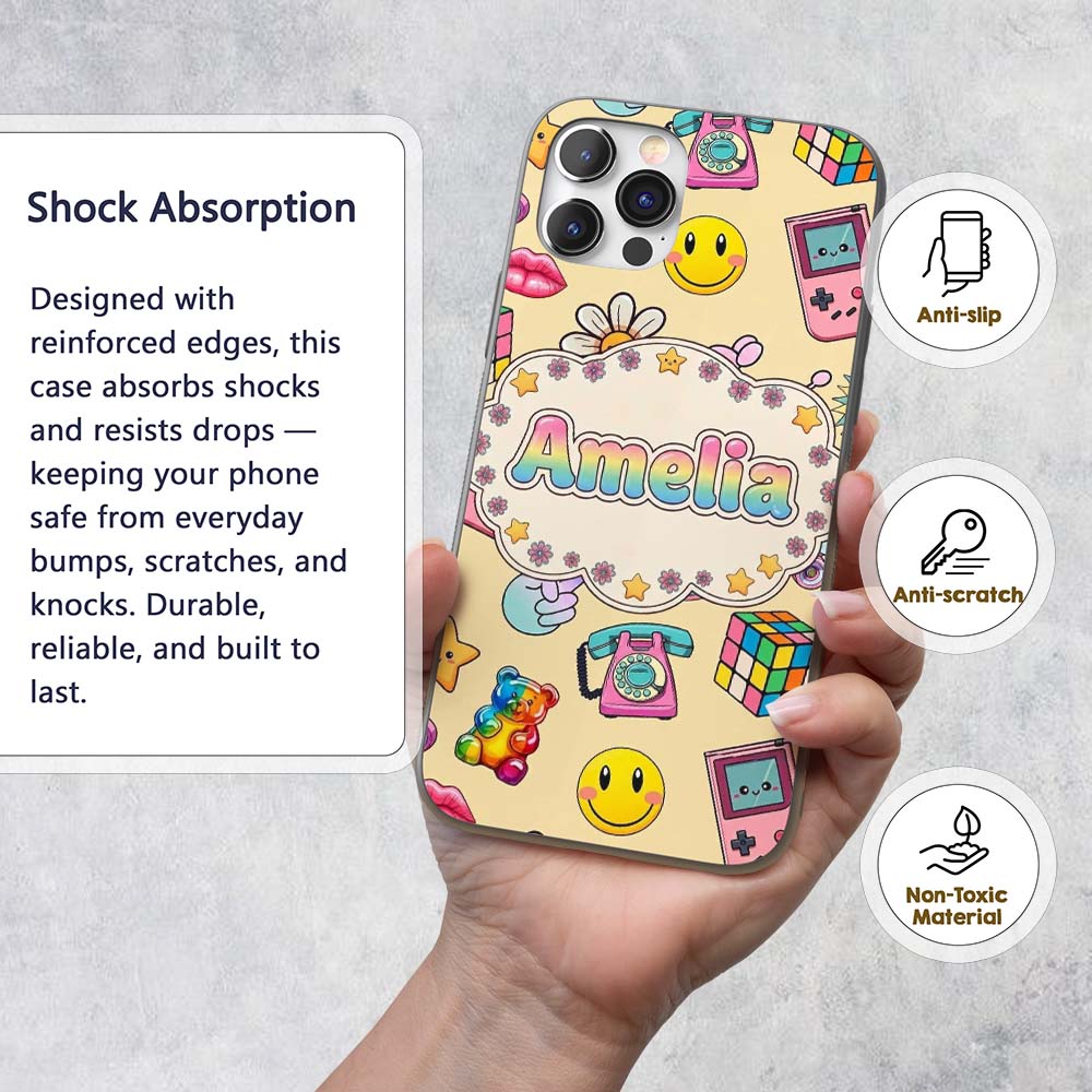 Gummy Bear Rainbow Roller Skate Printed Design Custom Name Protective Phone Case Mobile Cover Durable Everyday Smartphone Shock Resistant