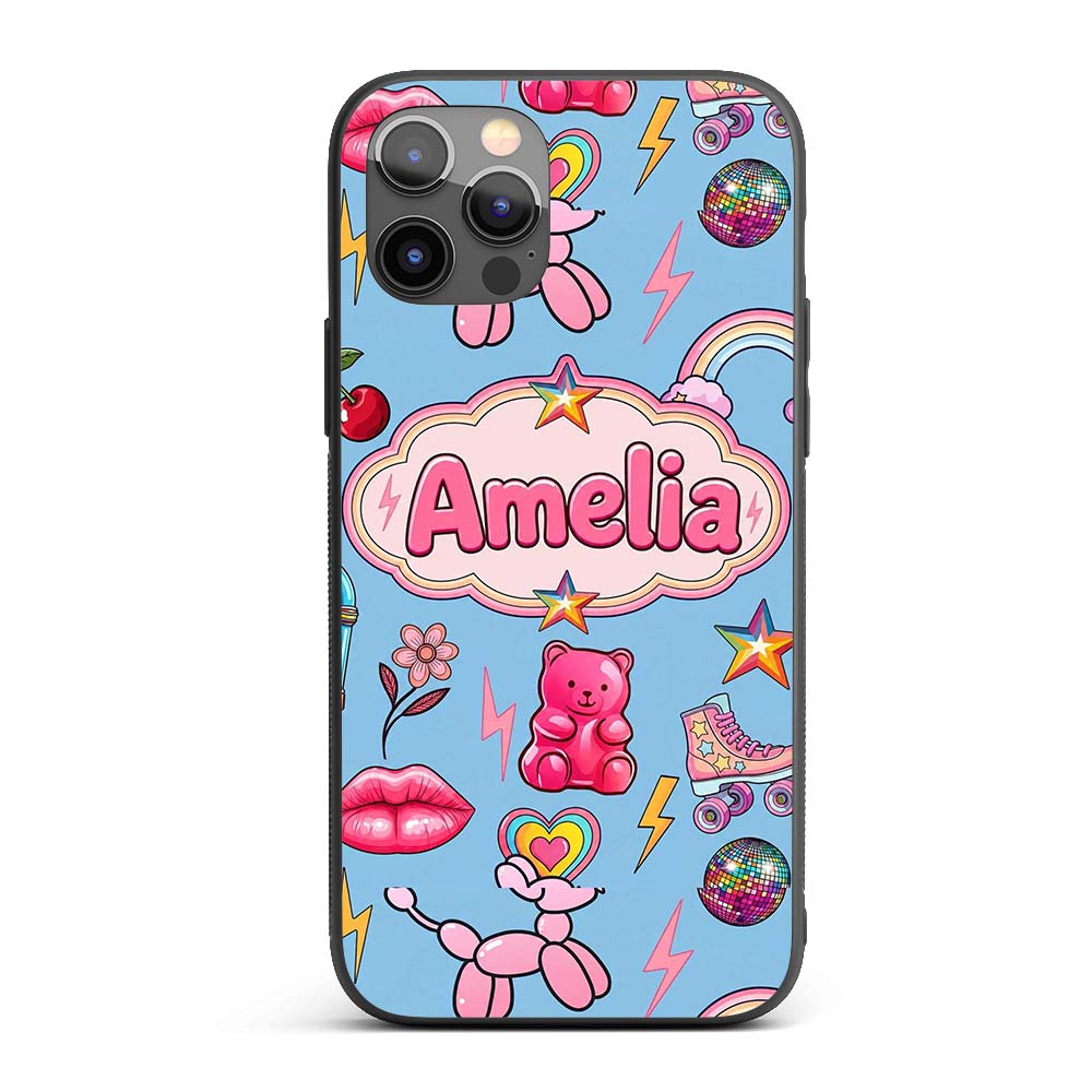 Gummy Bear Rainbow Roller Skate Printed Design Custom Name Protective Phone Case Mobile Cover Durable Everyday Smartphone Shock Resistant