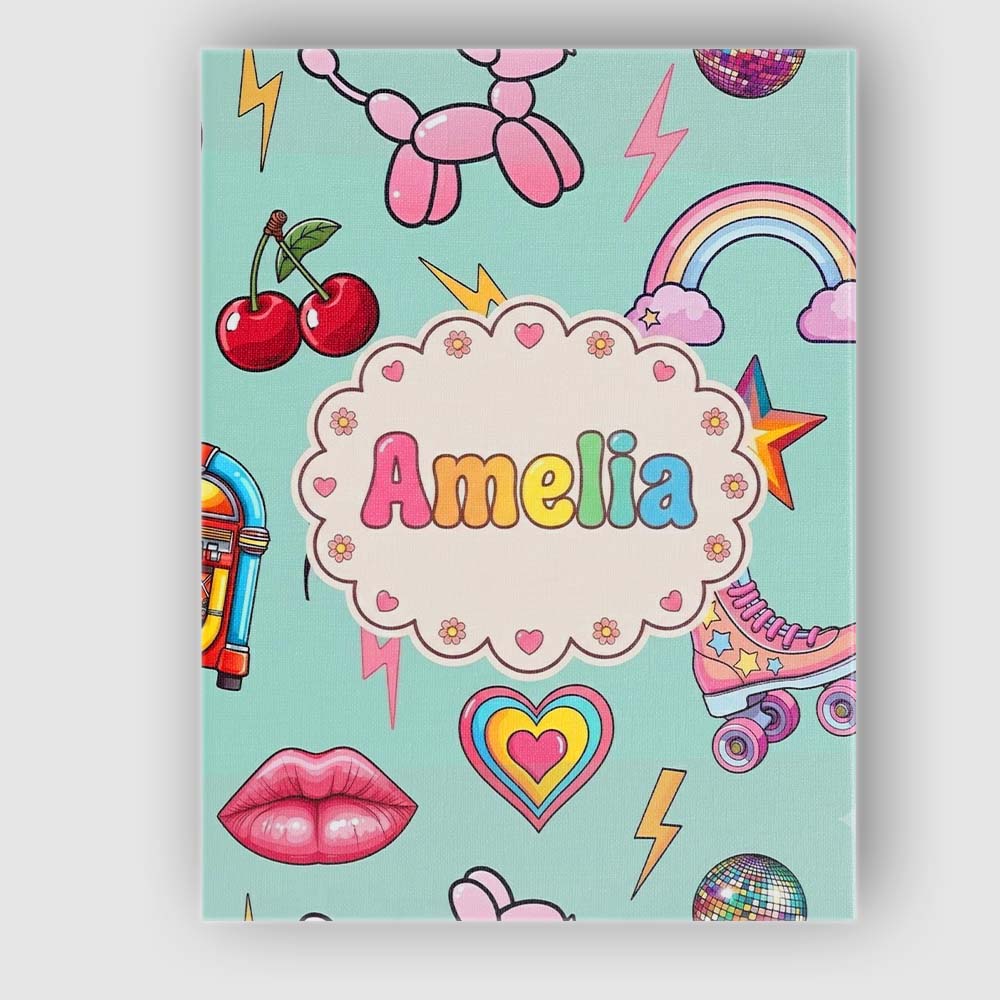 Personalised Name Gummy Bear Rainbow Roller Custom Bespoke Interior Contemporary Canvas Wall Art Print Decor Picture Ready to Hang