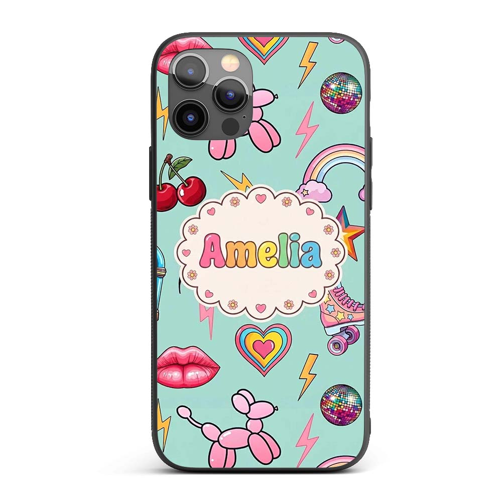 Gummy Bear Rainbow Roller Skate Mint Background Custom Name Protective Phone Case Mobile Cover Durable Everyday Smartphone Shock Resistant